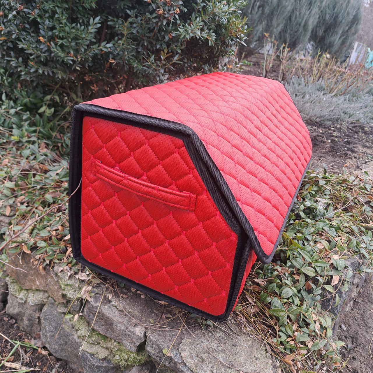 Органайзер в багажник авто с перфорированной эко-кожи L 65x30x30 см Красный (87353adc) - фото 3