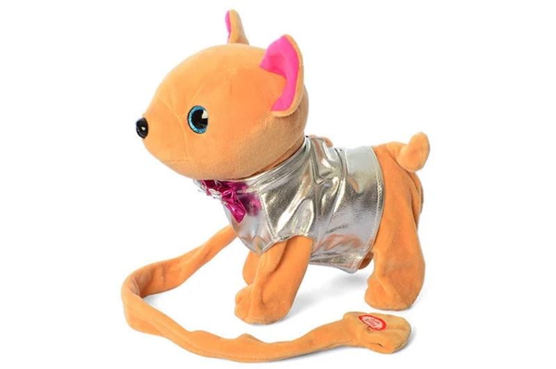 Игрушка интерактивная мягкая Metr+ Собачка Кики на поводке Бежевый (M 4306)