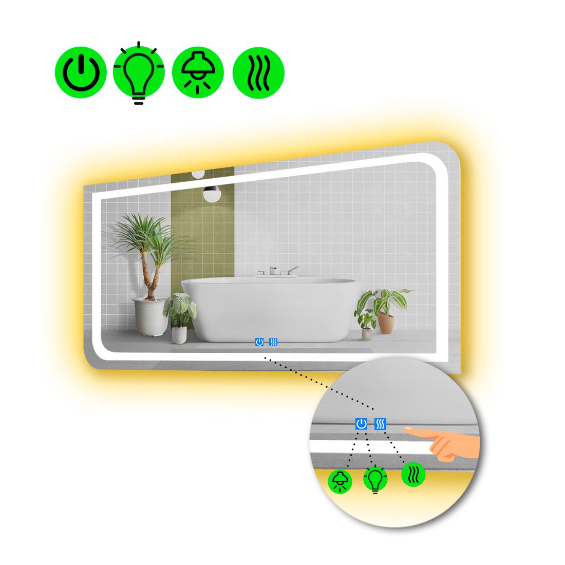 Зеркало LED подсветкой Noemi с двумя сенсорами и линзой с подсветкой 70x60 см (8777039)