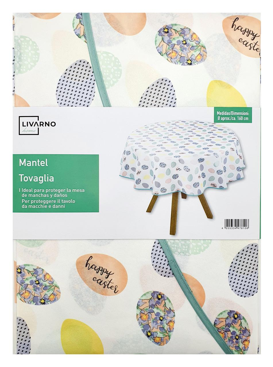 Скатертина великодня водовідштовхувальна Livarno Home кругла Ø 160 см