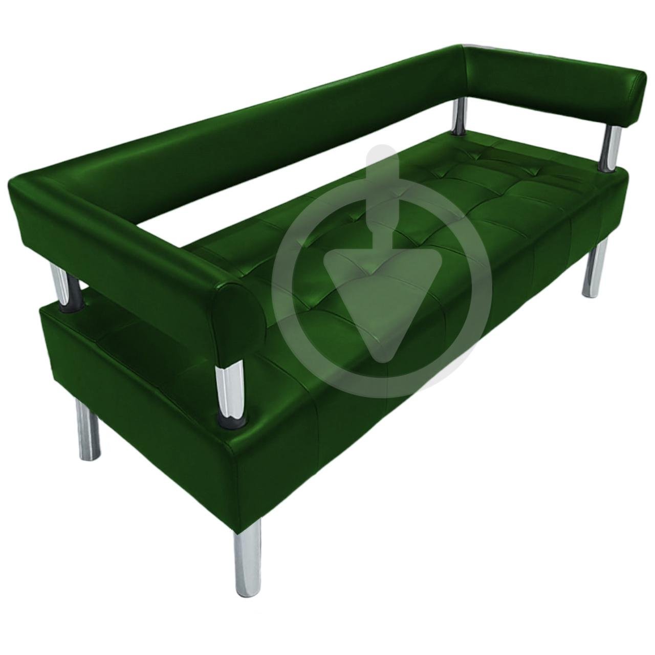 Диван офісний з підлокітниками AVVS для очікування/приймальної 100 см Темно-зелений (podlokotnik-proshit-75x100-dgreen) - фото 1