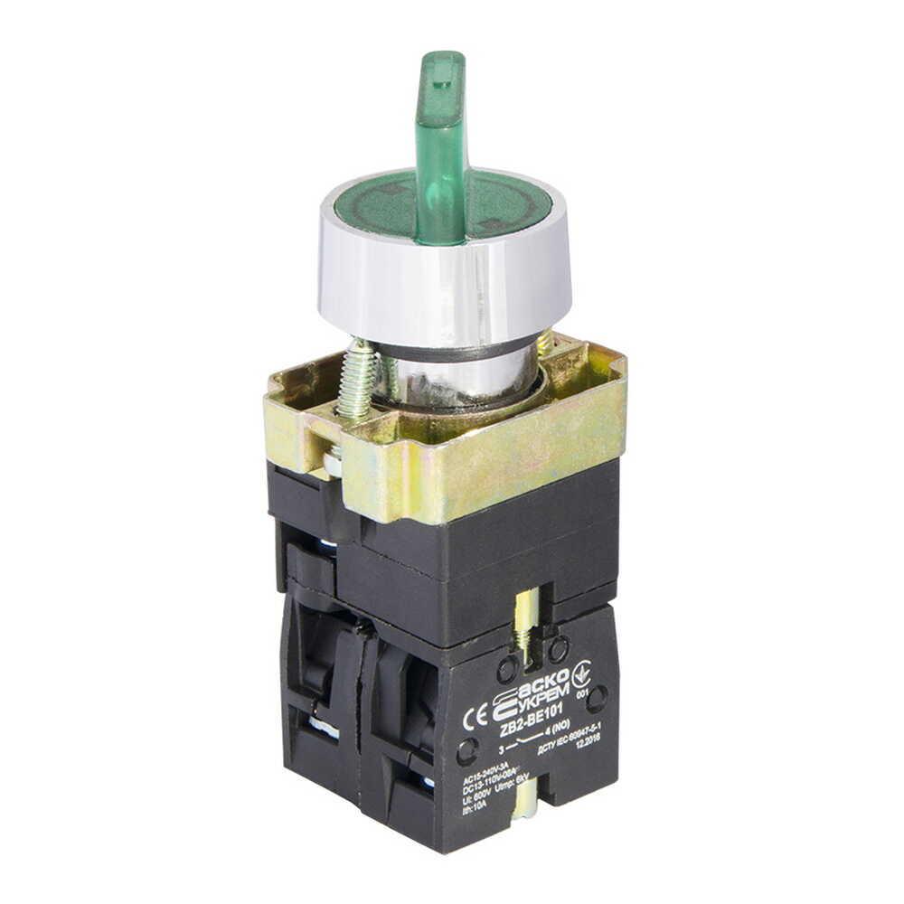 Кнопка поворотная АСКО-УКРЕМ XB2-BK2365 2-позиция с подсветкой Зеленый (00000024672)