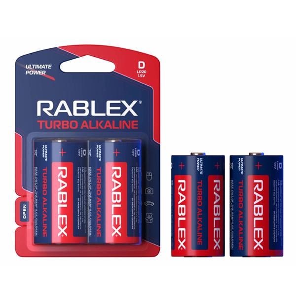 Батарейка щелочная Rablex Turbo Alkaline LR20 D 1,5V блистер 2 шт. - фото 2