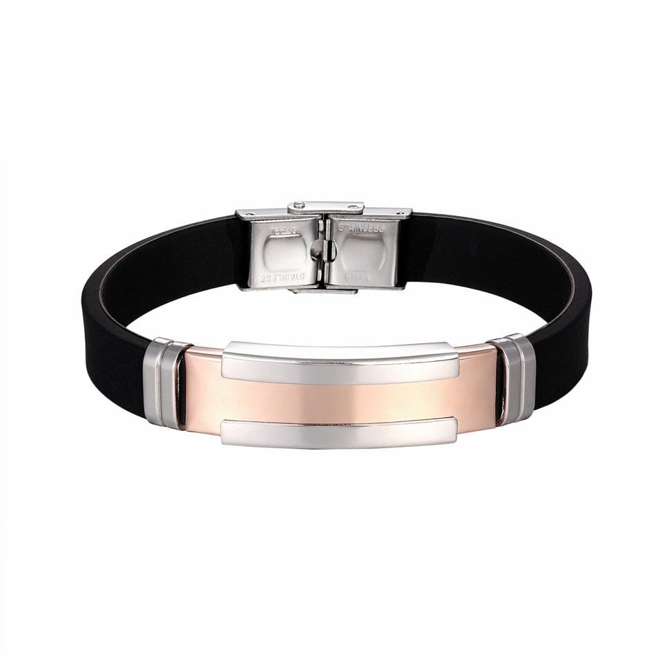 Браслет под гравировку из медицинской стали на силиконовом ремешке 20 см (BSS-070)