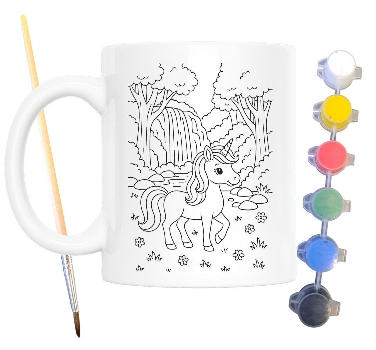 Набор для творчества кружка раскраска Единорог в лесу 330 мл Белый (КР0135)