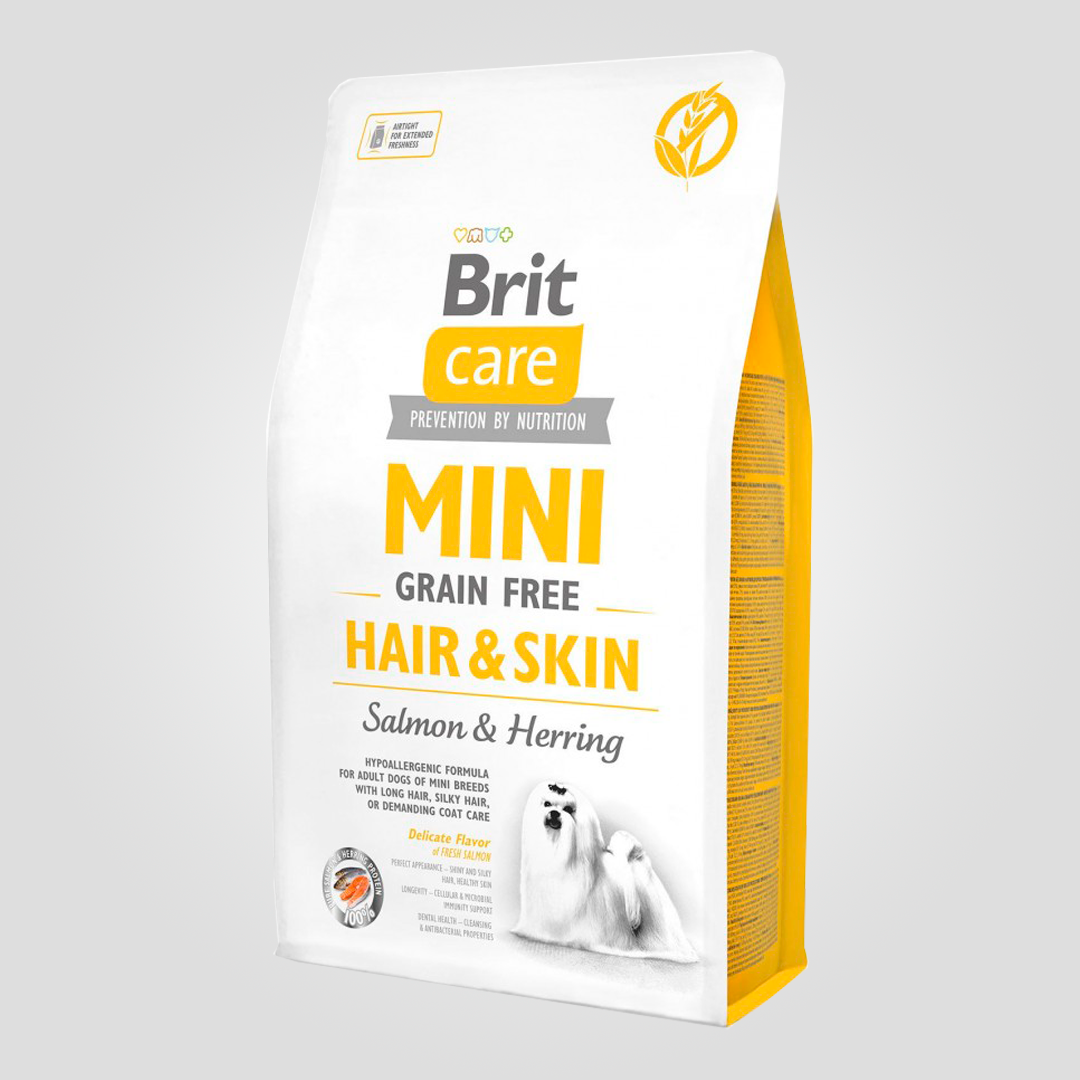 Корм сухий Brit Care Mini Hair&Skin для собак дрібних порід для шкіри та шерсті з лососем та оселедцем 2 кг (20504605)