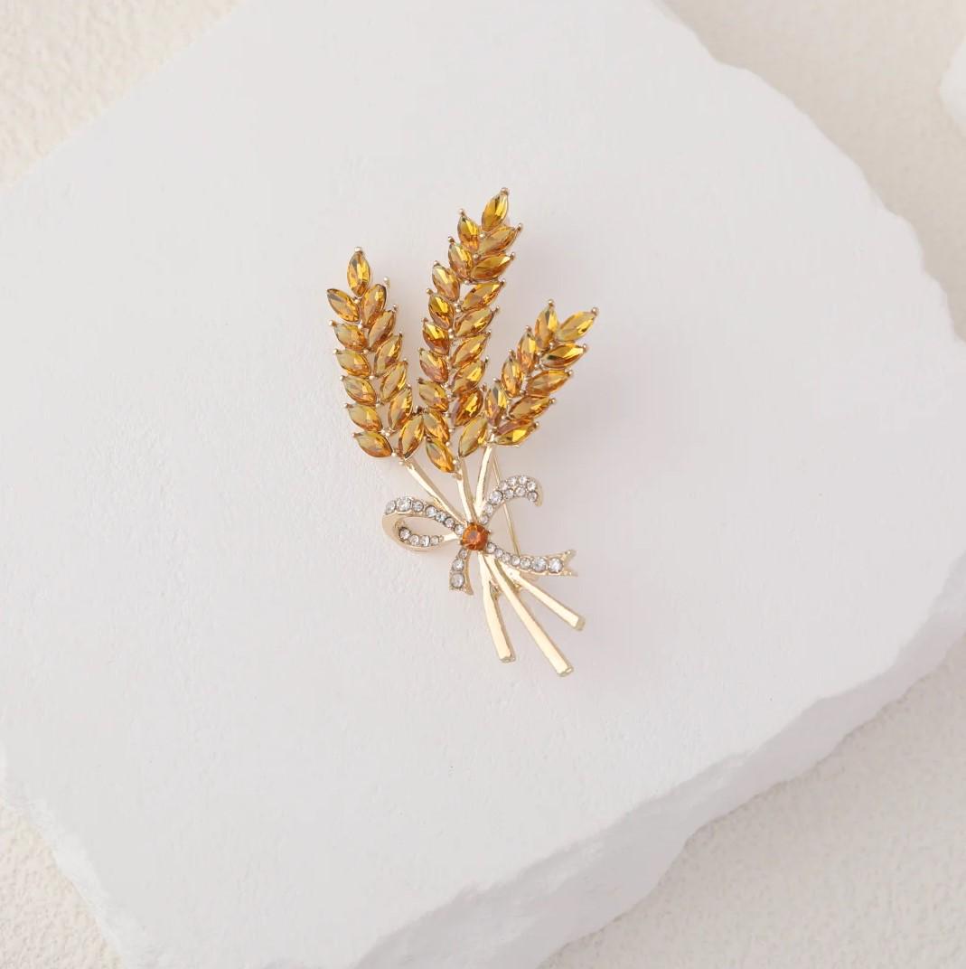 Брошь патриотическая Колосья пшеницы символ Украины Золотой/Желтый