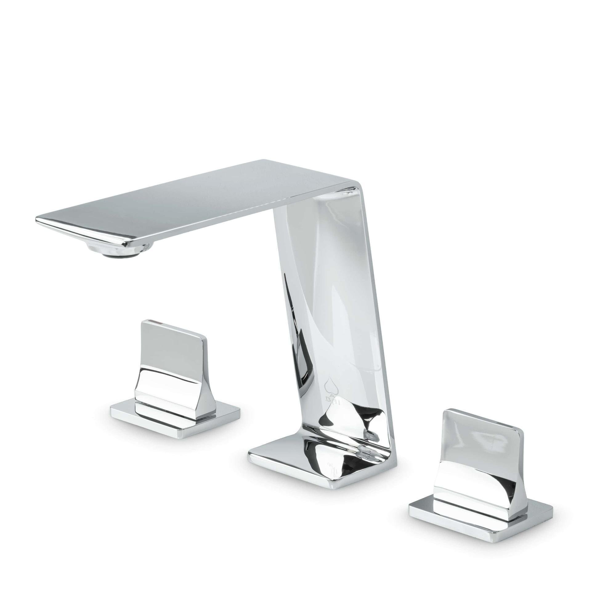 Змішувач для раковини BAI двохвентильний з аератором врізний на 3 отвори Хром (0686)