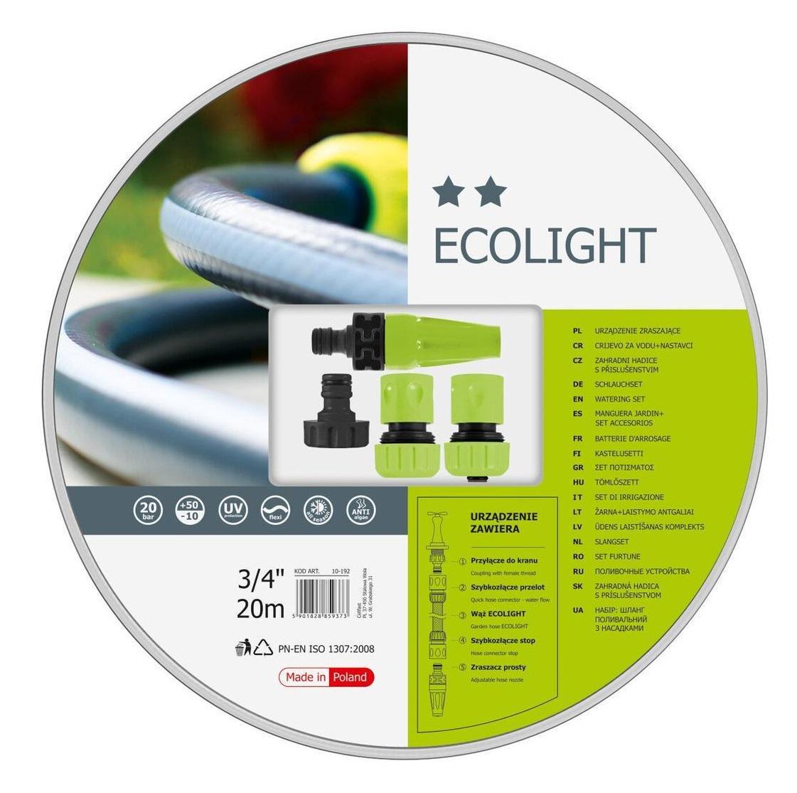 Набір для поливу Cellfast Ecolight 3/4" 20 м + комплект з'єднувачів (10-192)