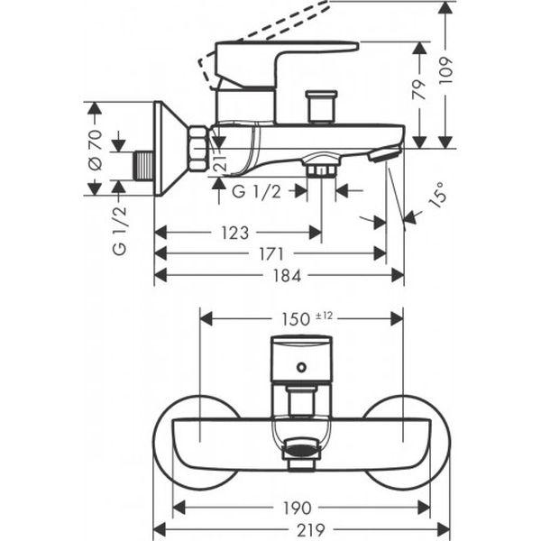 Набір змішувачів для ванни Hansgrohe EcoSmart Vernis Blend MB 100 71551670/71440670/26423670 матовий Чорний (20230001) - фото 3