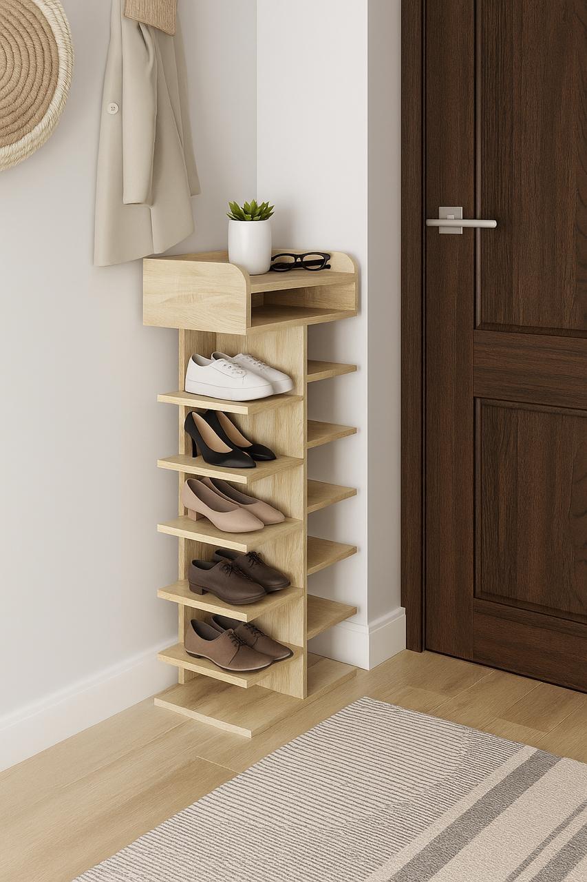 Полиця-підставка для взуття підлогова MEBLIBUD LADDER 50х34х120 Дуб сонома - фото 3 Полиця-підставка для взуття підлогова MEBLIBUD LADDER 50х34х120 Дуб сонома - фото 3