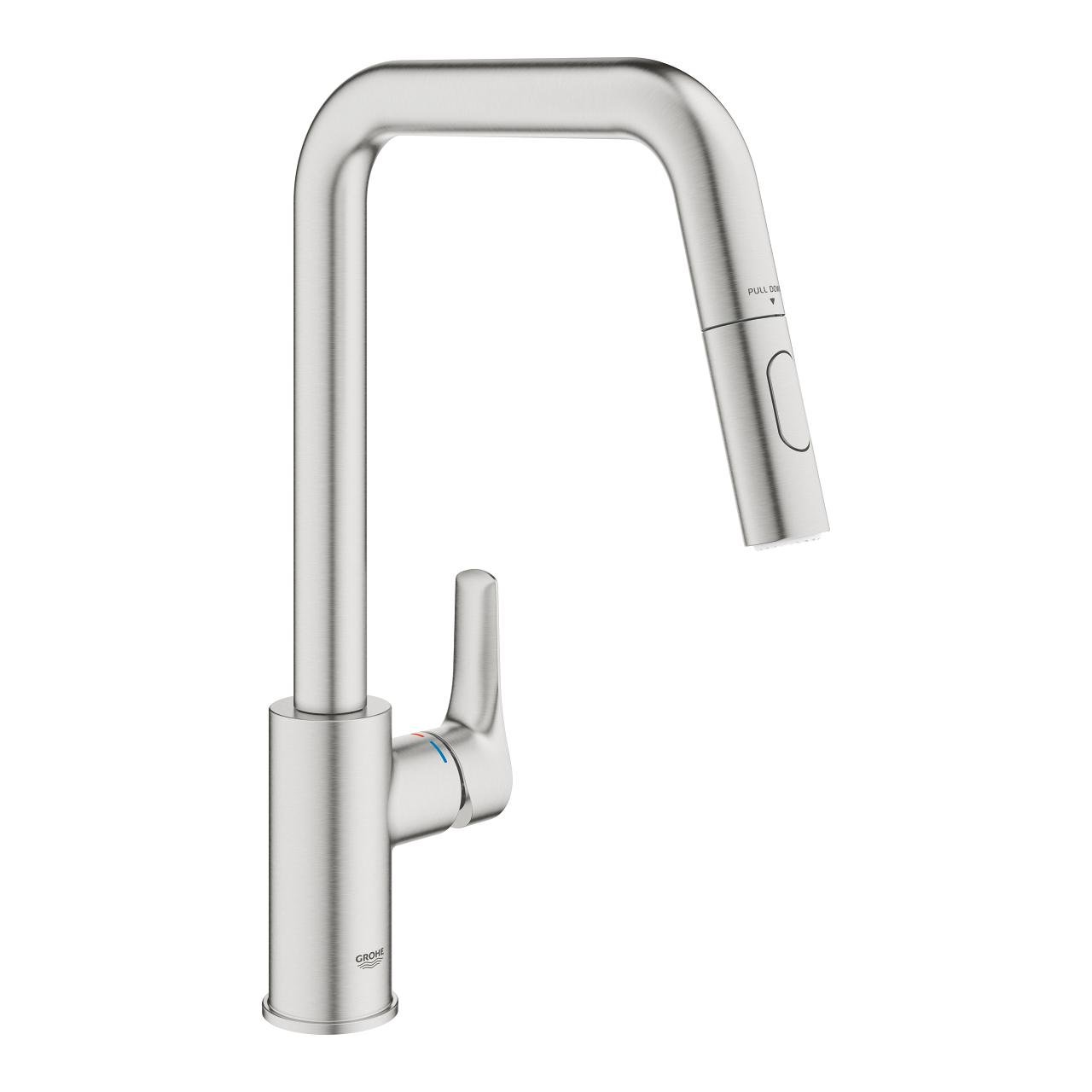 Смеситель для кухни Grohe Eurosmart 30619DC0 с видвижной лейкой Сатин (218453)