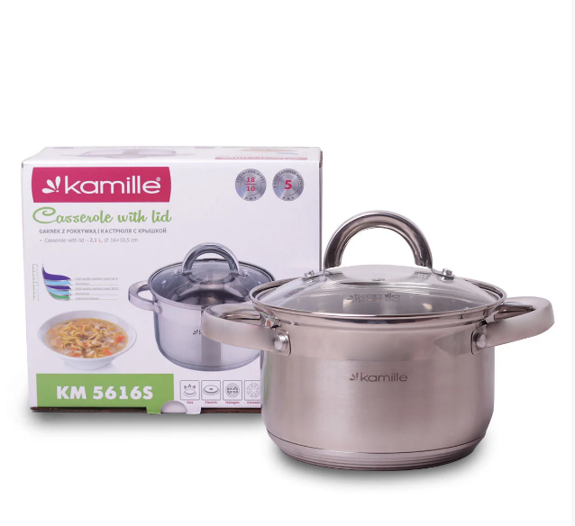 Кастрюля с крышкой Kamille 2,1 л (KM-5616S)