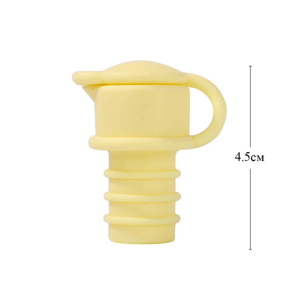 Пробка для пляшки Fissman 2x4,5 см із кришкою із силікону Жовтий (PR-7640.4.WS) - фото 2