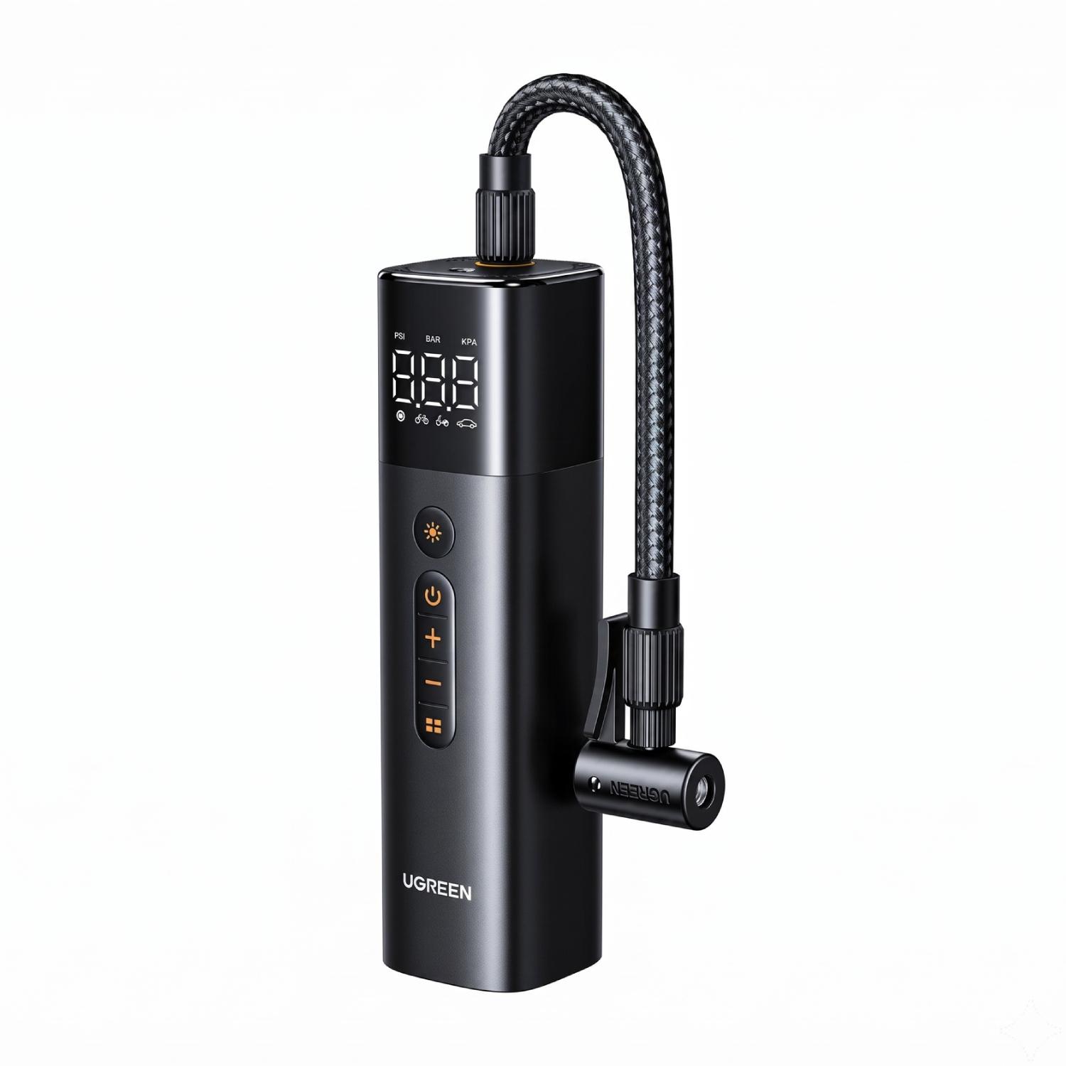 Автомобильный компрессор UGREEN ET501 3 м 12 В Schrader и Presta 120 Вт автостоп/5 режимов Черный (35573)
