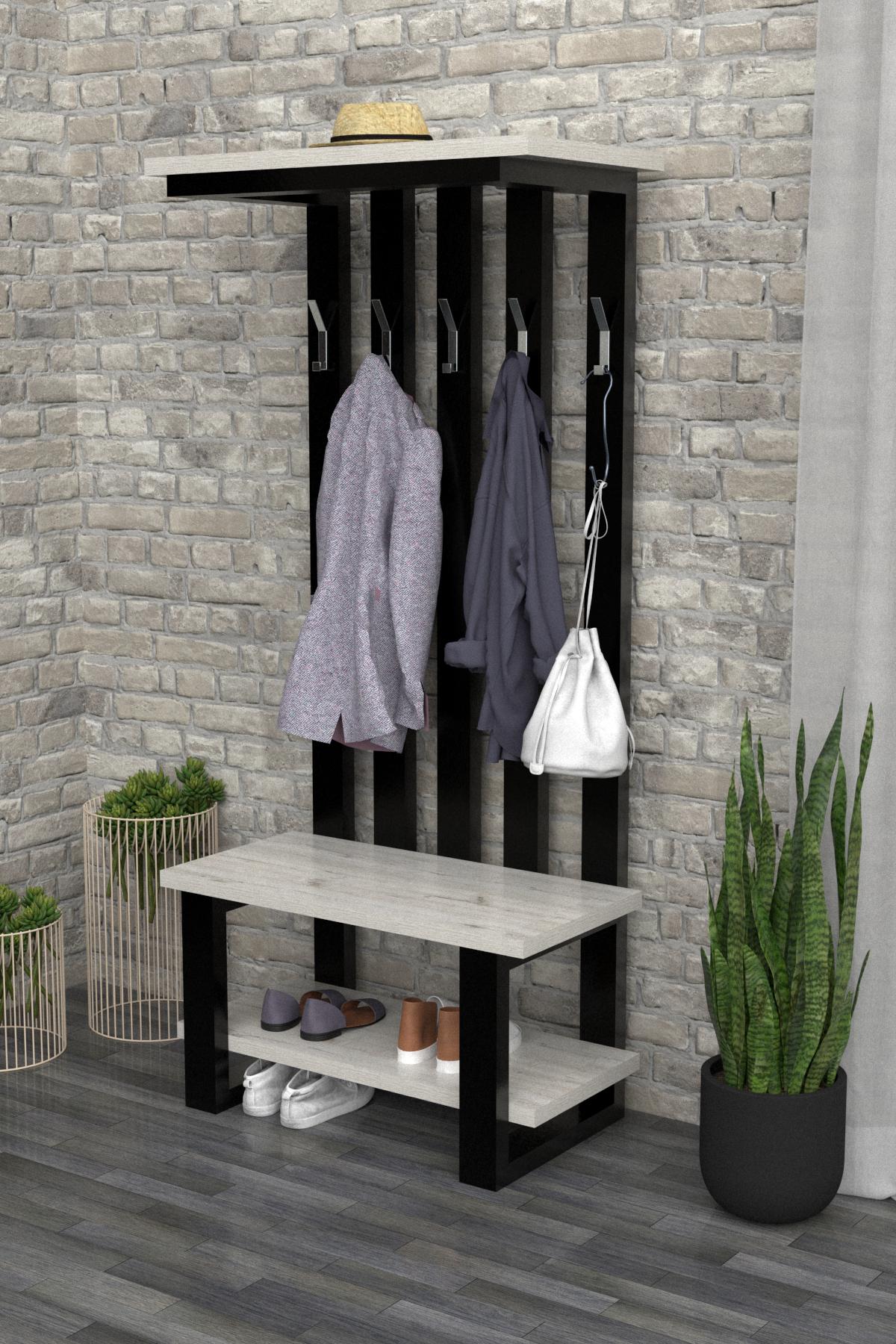 Вешалка с лавкой в стиле лофт Ecoloft DSP-1131 Дуб Кортона (23296084)