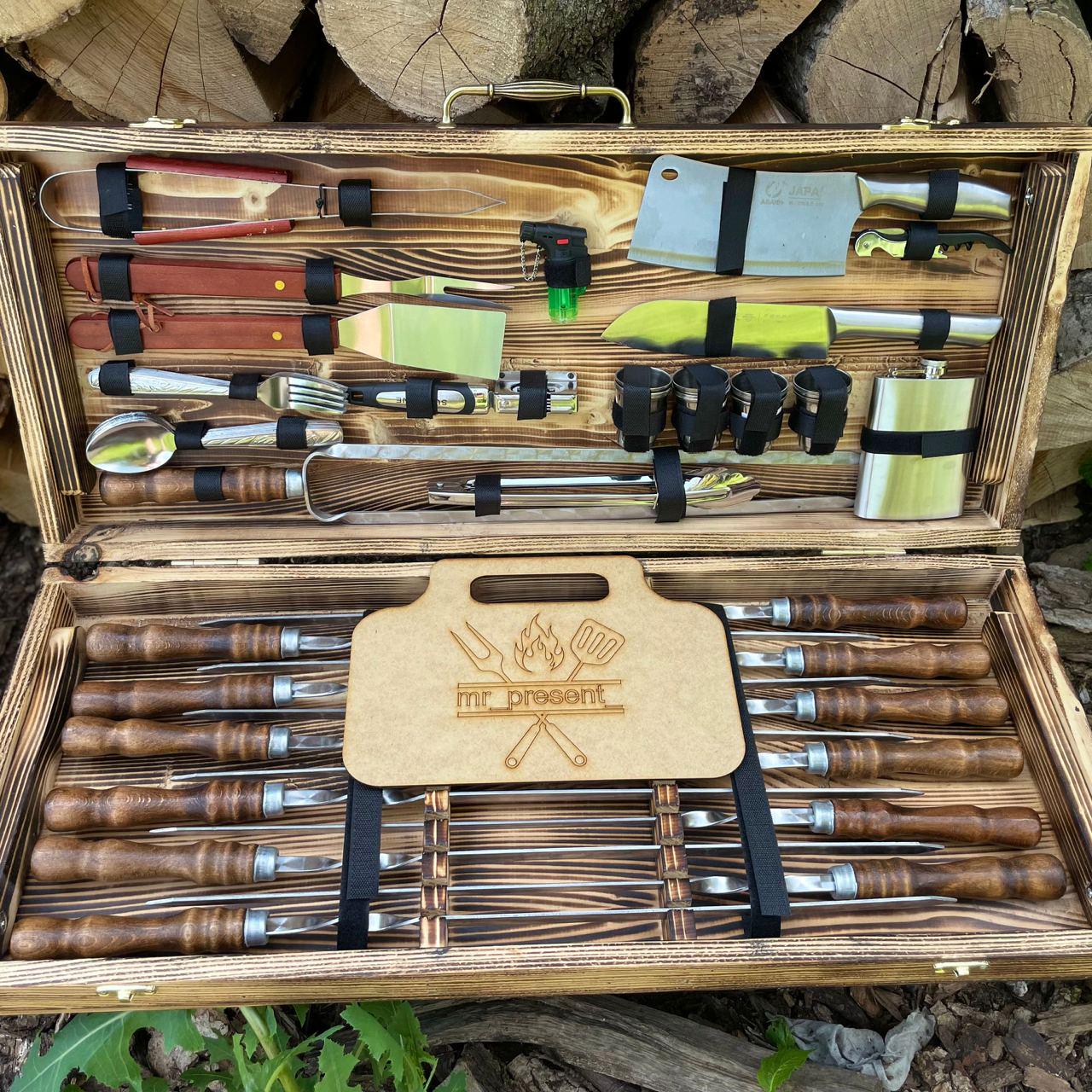 Набор шампуров Maksimys PRO-12 №4 в кейсе столика на 12 персон (19131097)