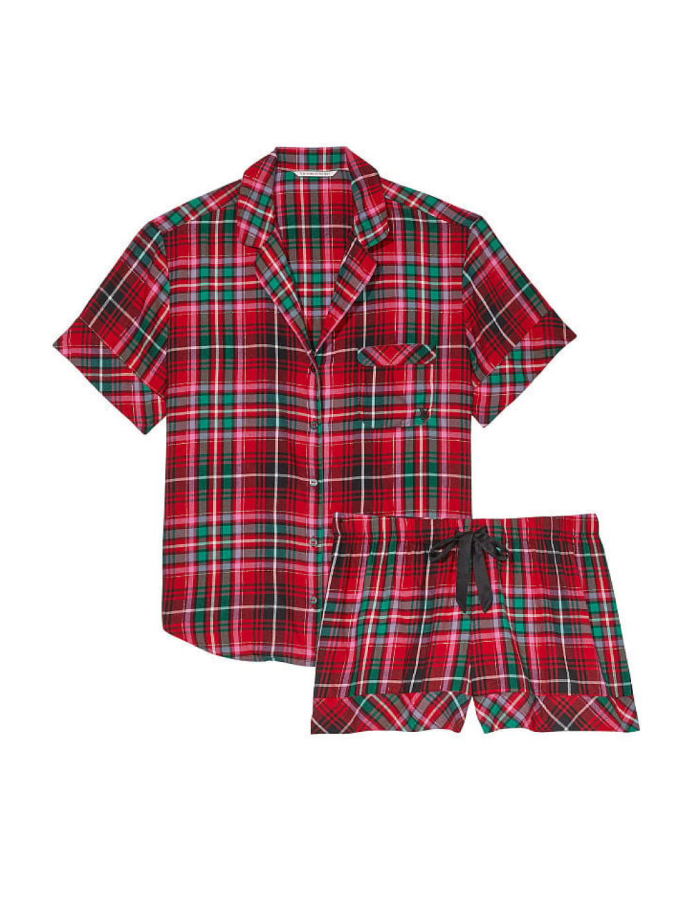 Піжама жіноча Victoria's Secret Flannel Short Pajama Set фланелева в клітинку S Різнокольоровий (15291721) - фото 3