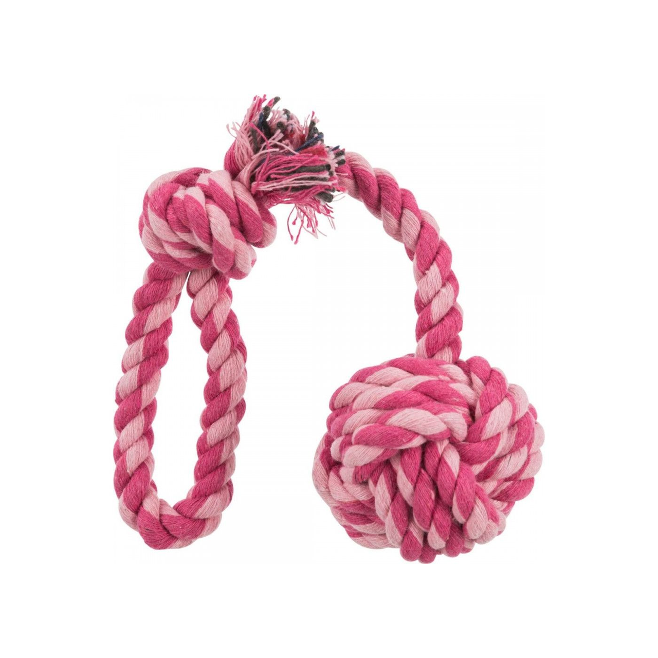Игрушка для собак Trixie Мяч плетеный из каната с ручкой текстиль 5,5/30 см Розовый (4011905032689_2)