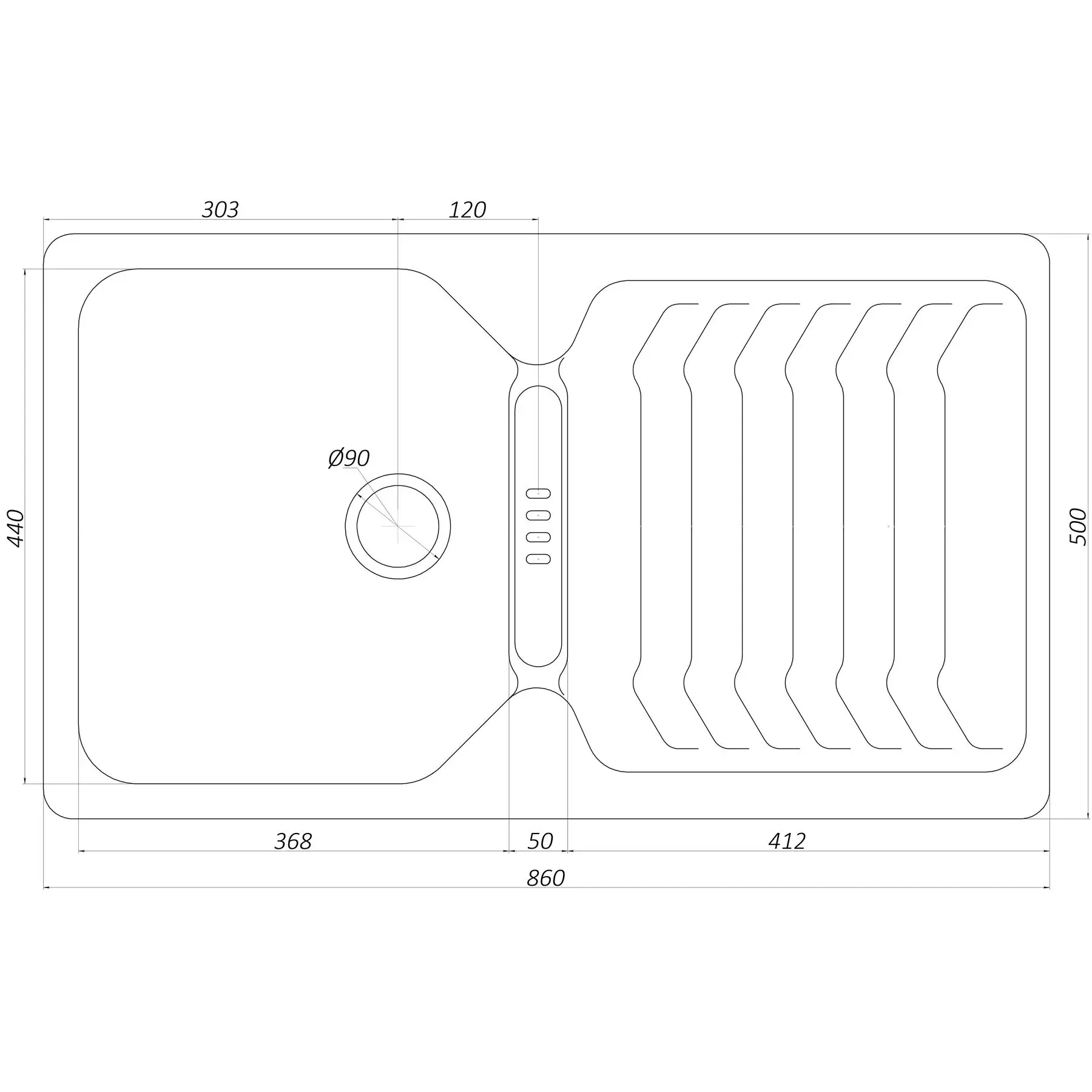 Мийка гранітна Globus Lux BOREN А0007 860х500 мм Білий (GSR-00009961) - фото 6