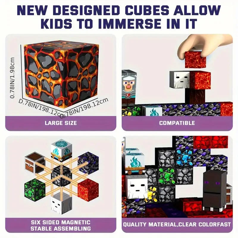 Конструктор магнітний Minecraft Підземелля та лава на магнітах 100 шт. (2740014792) - фото 5 Конструктор магнітний Minecraft Підземелля та лава на магнітах 100 шт. (2740014792) - фото 5