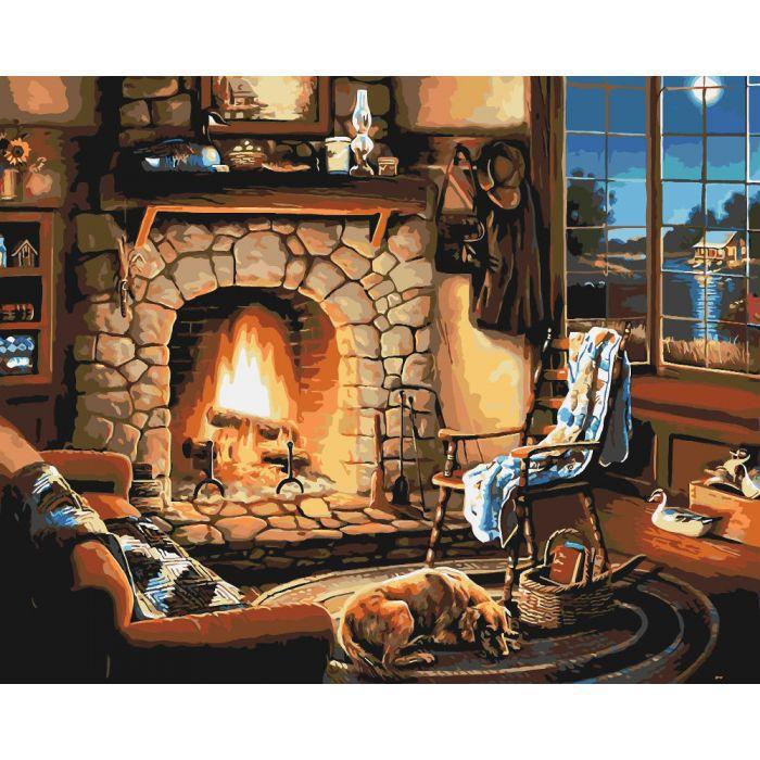 Картина по номерам Идейка "У камина" 40х50 см (KHO2236)