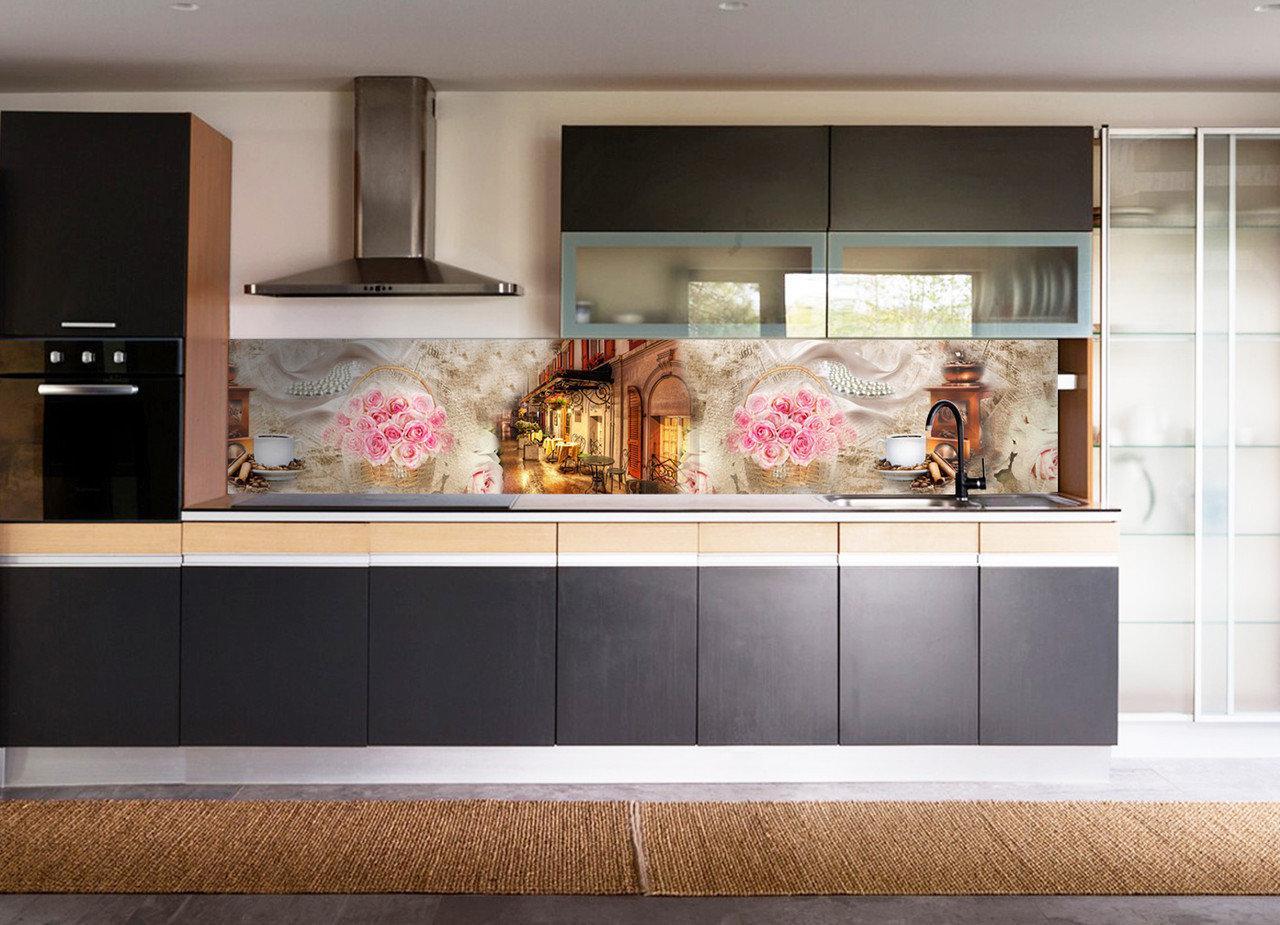 Кухонный фартук Вечерняя прогулка из самоклеющейся виниловой пленки 65х250 см Бежевый Кухонный фартук Вечерняя прогулка из самоклеющейся виниловой пленки 65х250 см Бежевый