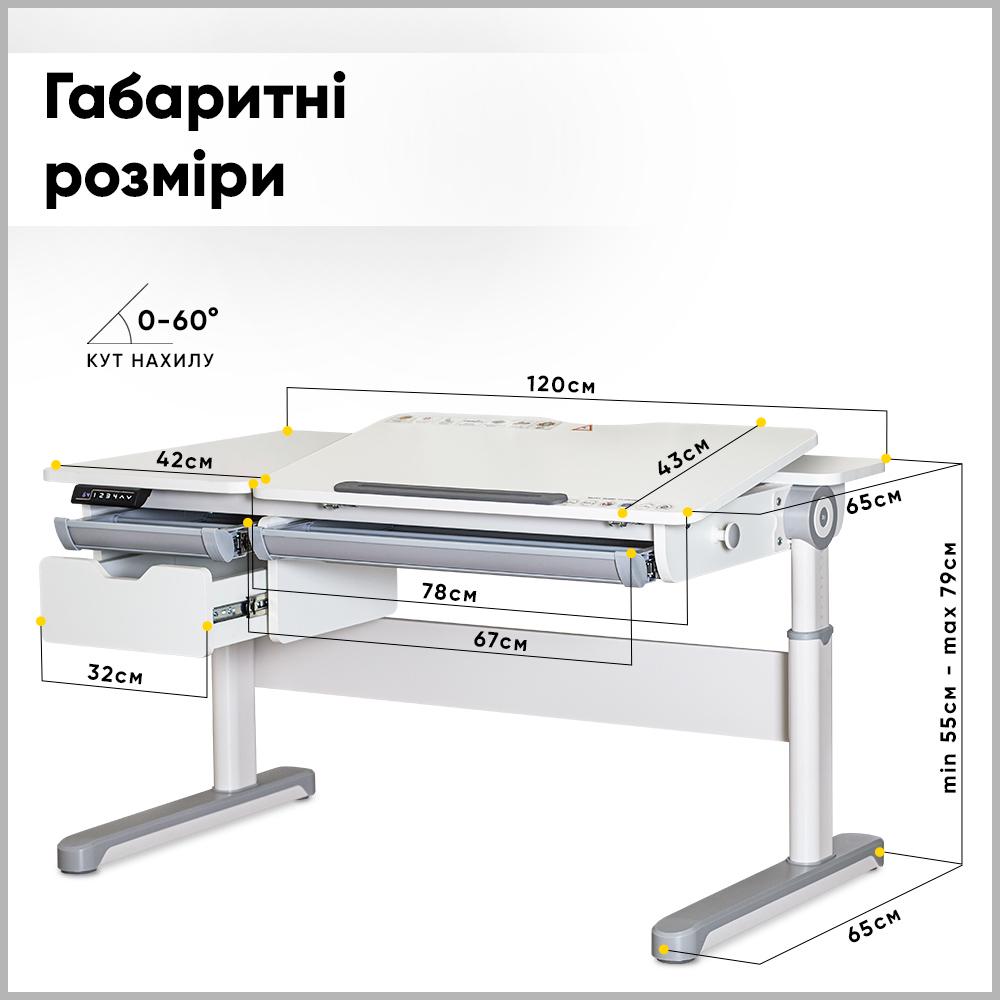 Стіл трансформер дитячий для школяра з електрорегулюванням висоти Mealux Milton Electro lite Grey (BD-730 WG lite) - фото 3