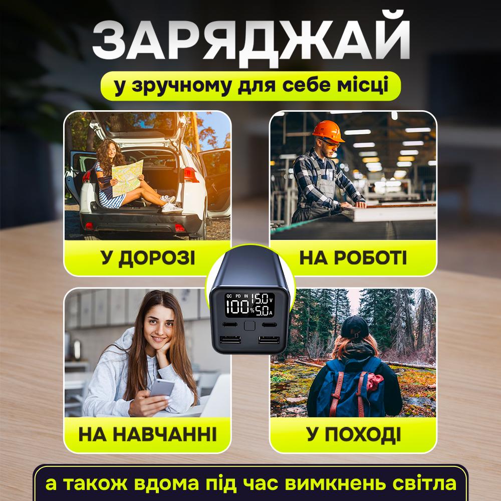 Повербанк зі швидкою зарядкою Andowl Q-CD1013X1 для ноутбука/телефону 100W 30000 mah Чорний (30cb77d7) - фото 7