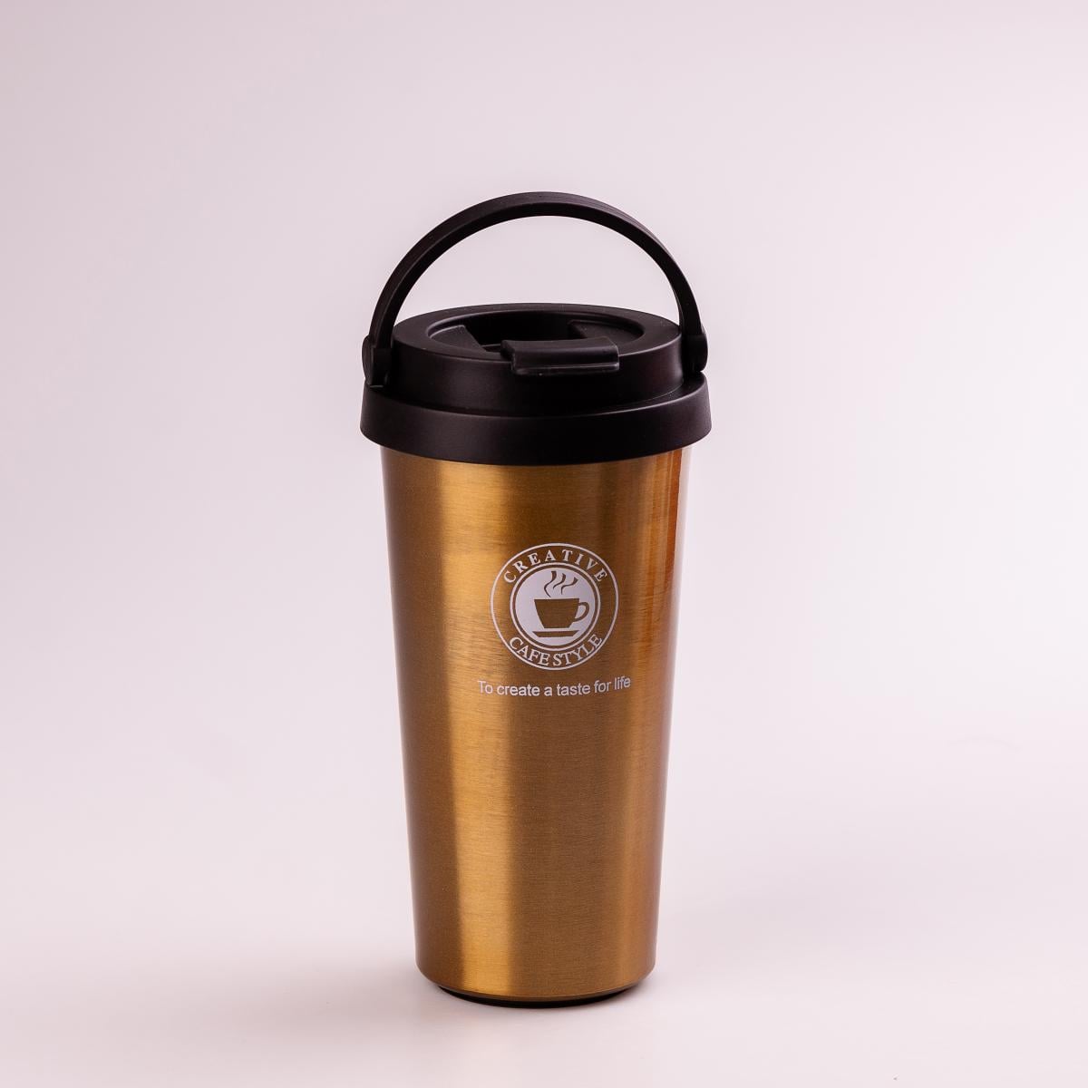 Термокружка Creative Cafe Style с ручкой 500 мл Золотистый (HPGM501G)
