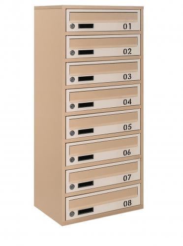 Почтовый ящик Галиндустрия E2-08-B многосекционный на 8 квартир металлический Бежевый (132-119-000004782)