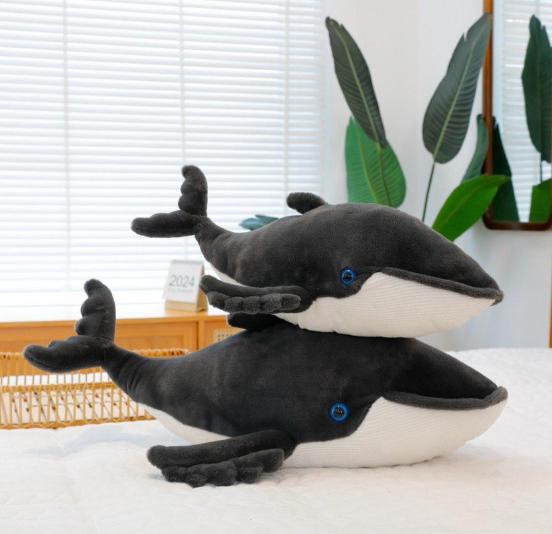 Игрушка мягкая-объятия Кит 100 см Темно-серый