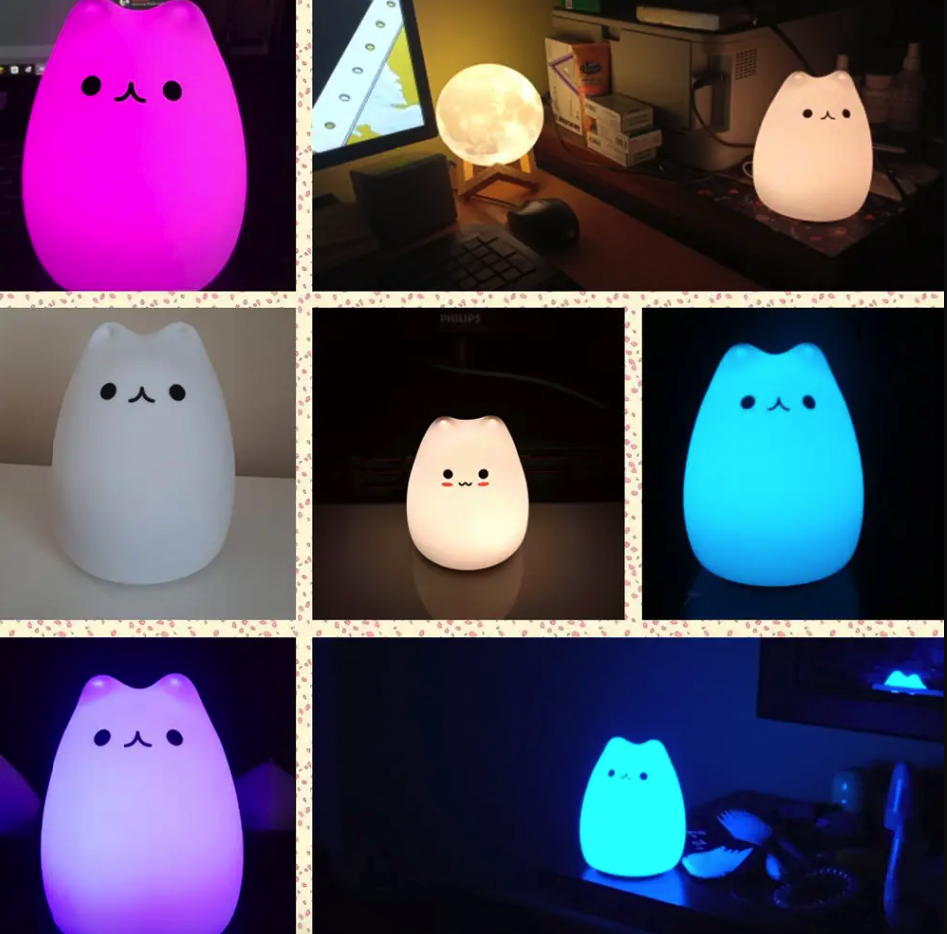 Ночник силиконовый детский Котик 7 режимов - фото 8