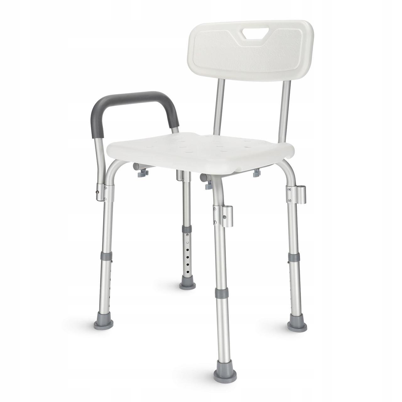 Кресло для ванной и душа регулируемое 4fizjo со спинкой и подлокотниками White/Grey (P-5905973403405)