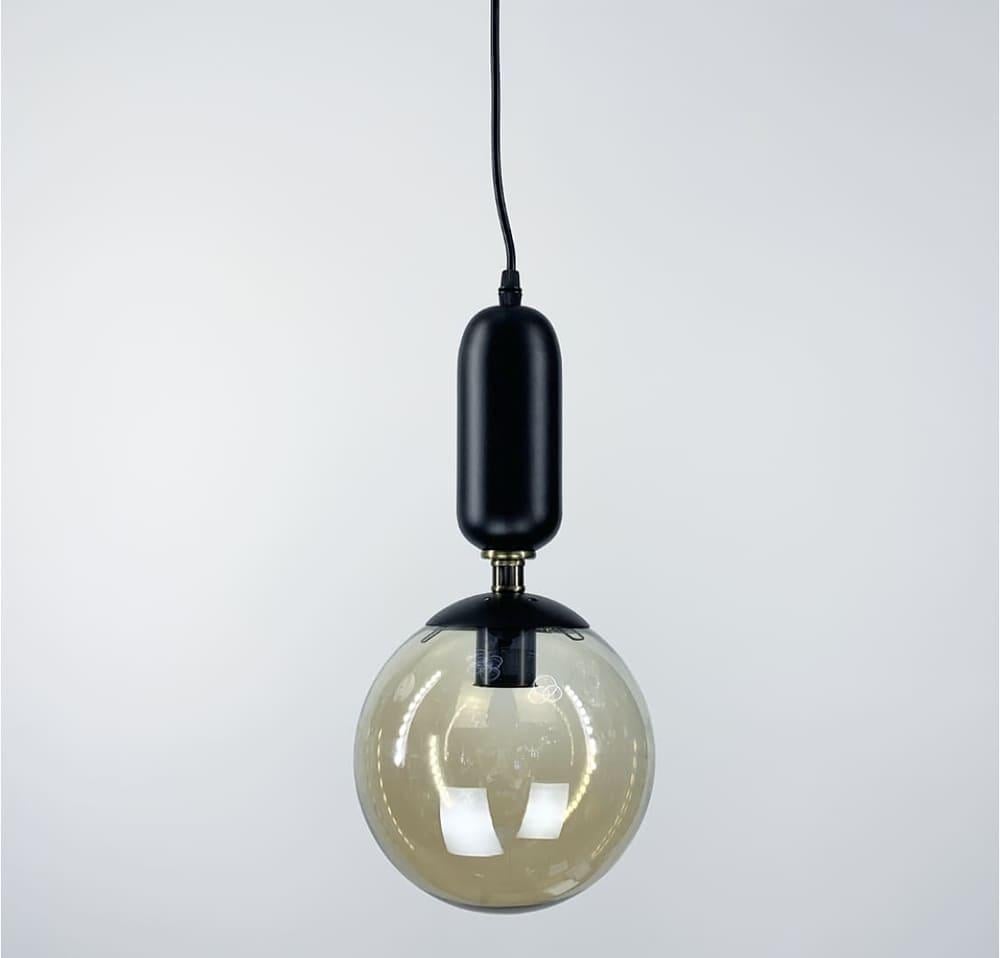 Підвісний світильник LineF з об'ємним плафоном Чорний/Бурштиновий (12015/1 BK+AM) - фото 1 Підвісний світильник LineF з об'ємним плафоном Чорний/Бурштиновий (12015/1 BK+AM) - фото 1