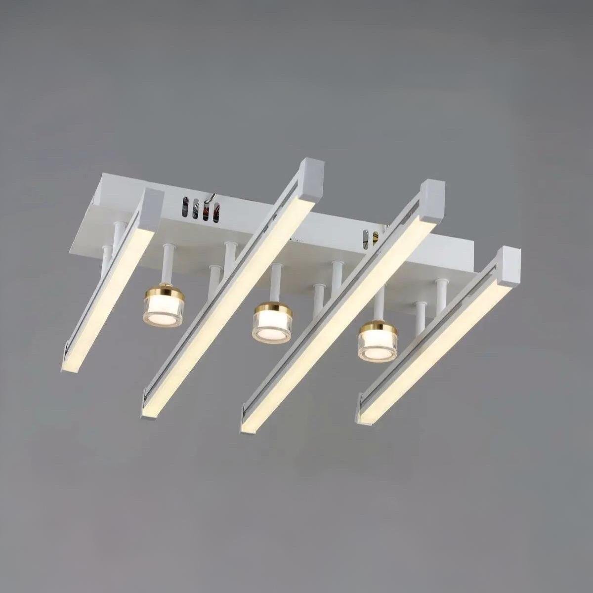 Люстра светодиодная Sirius с линейными рассеивателями 46W 3000K/6500K Белый/Хром (B YH1311/4+3 WT+CH)