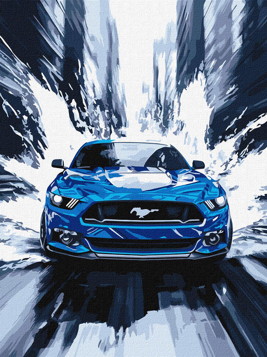 Набір для розпису по номерах Ideyka Синій мустанг КНО5159 30x40 см (MTT-201571)