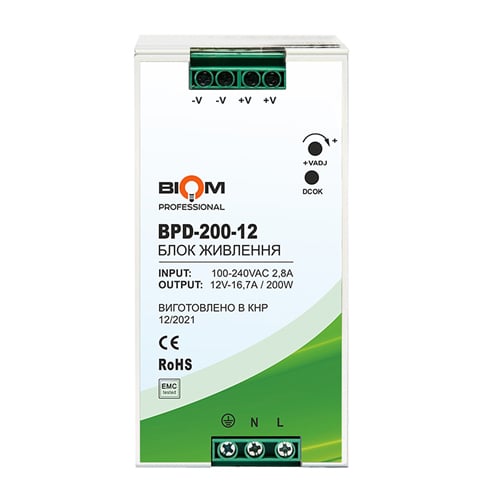 Блок питания Biom Professional DC12 200 W BPD-200-12 16,7 A под DIN-рейку