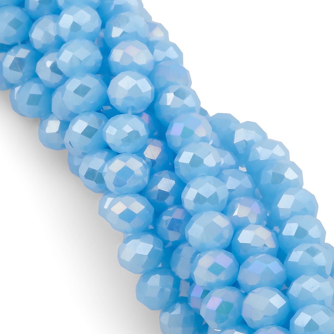 Намистини Swarovski огранювання рондель АВ 8х6 мм 42 см 65 шт. Небесний (БС8092а82)