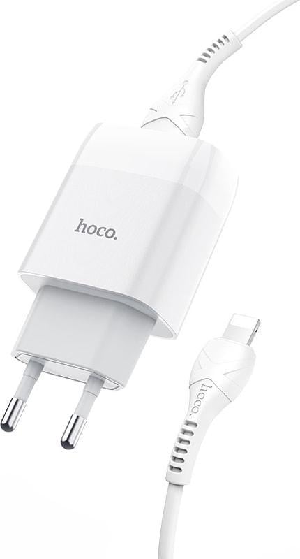 Пристрій зарядний Hoco C72A 2,1A кабель Lightning White (36596)