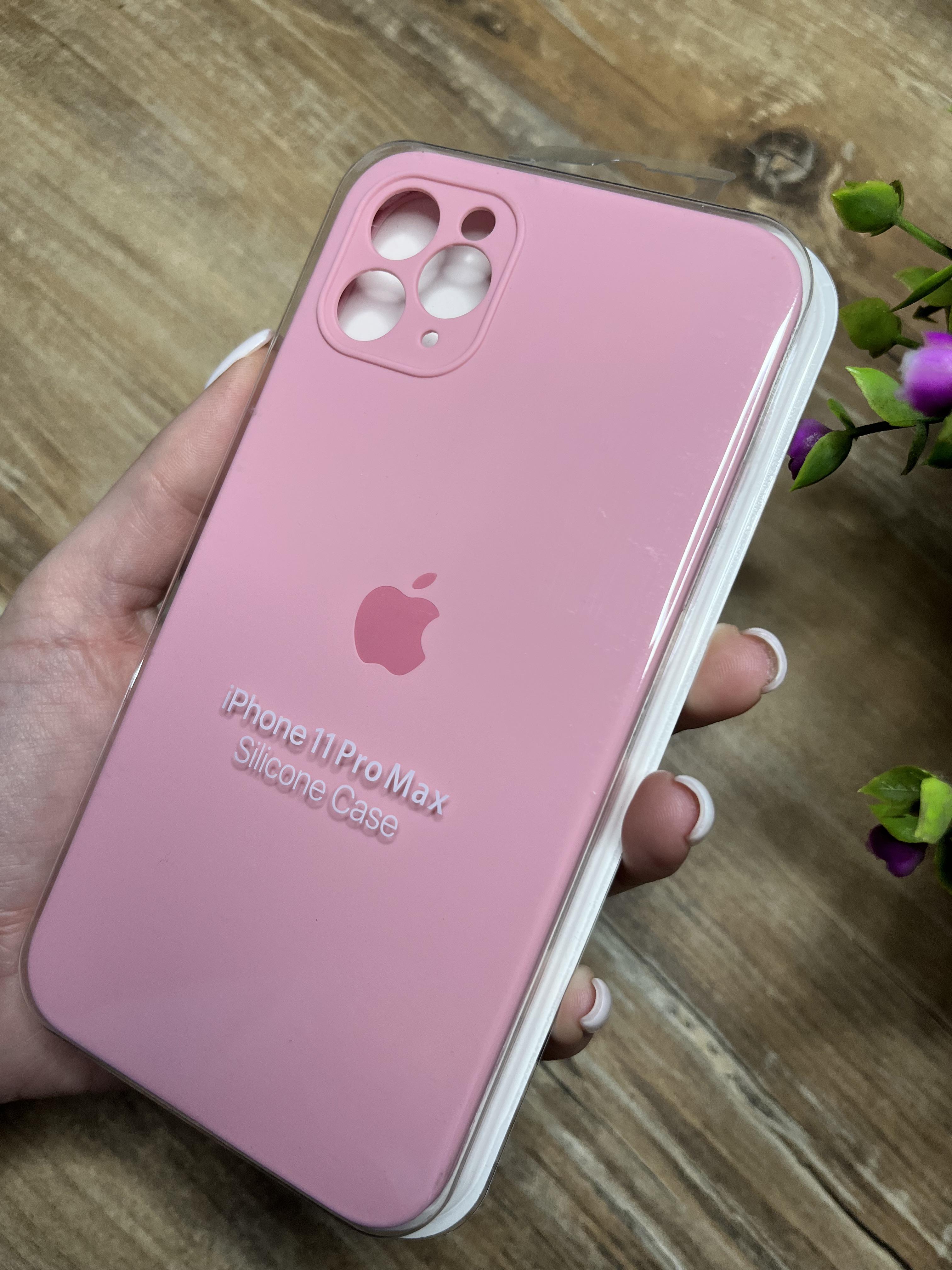 Чехол накладка на iPhone (Айфон) 11 pro max квадратные борта silicone case full camera Apple