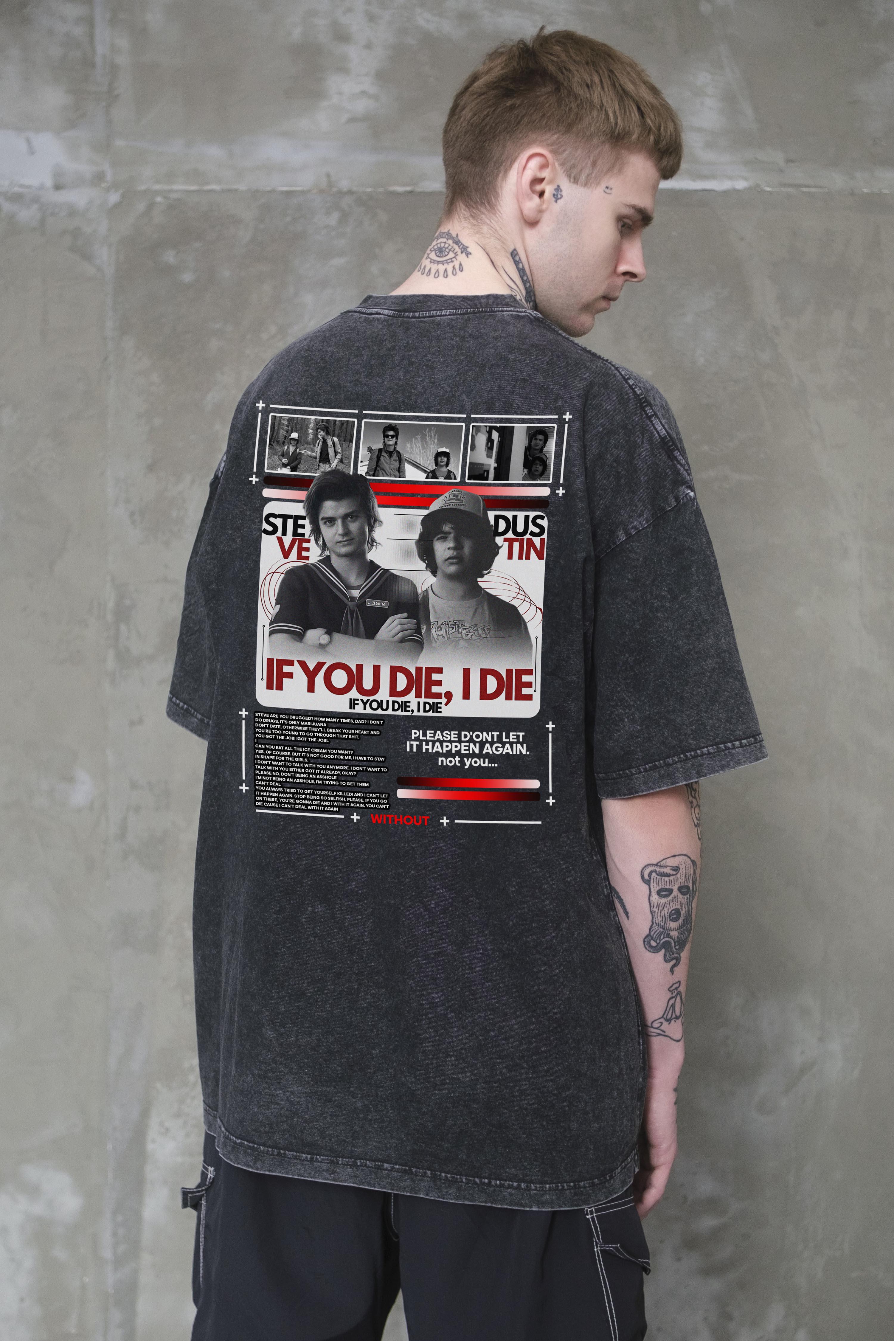 Футболка оверсайз Without Washed Die StRanger Things L/XL Black (L/XL8056328 8056329)