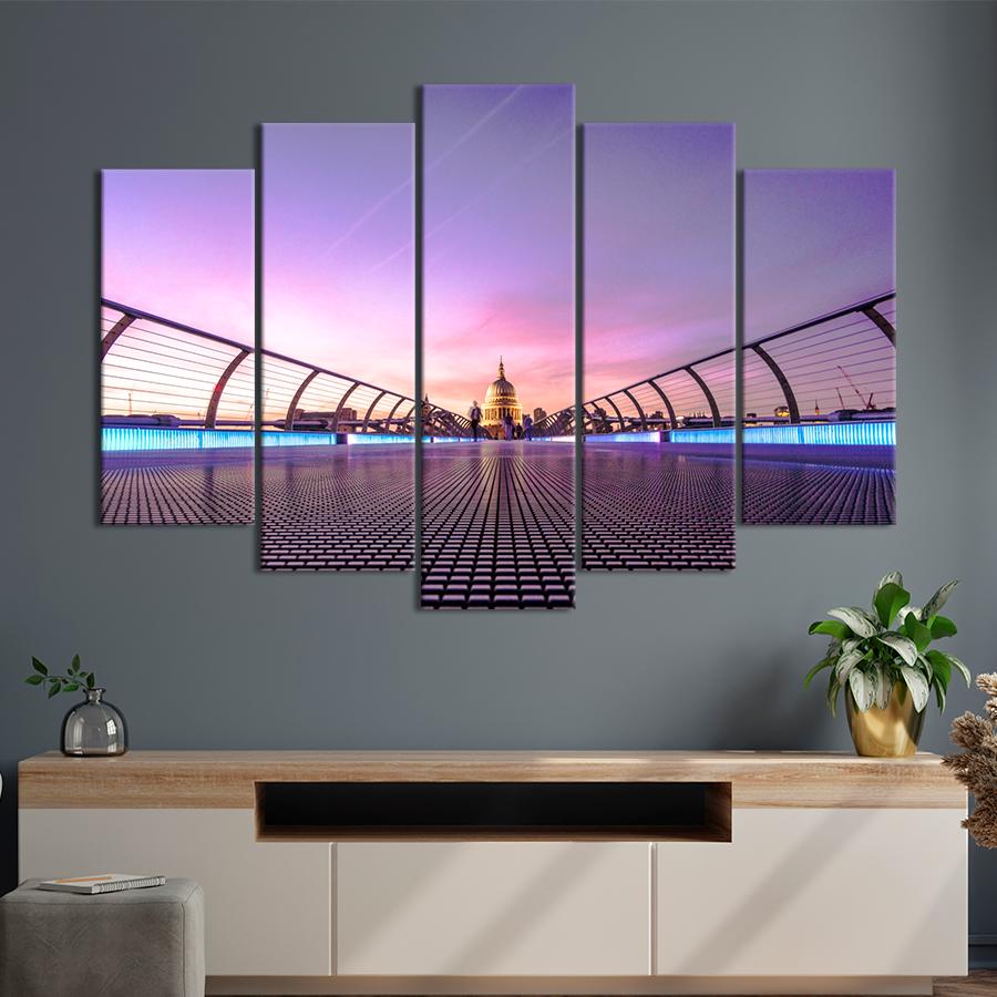 Картина город Лондонский мост Миллениум на Темзе 187x119 см (A700-5)