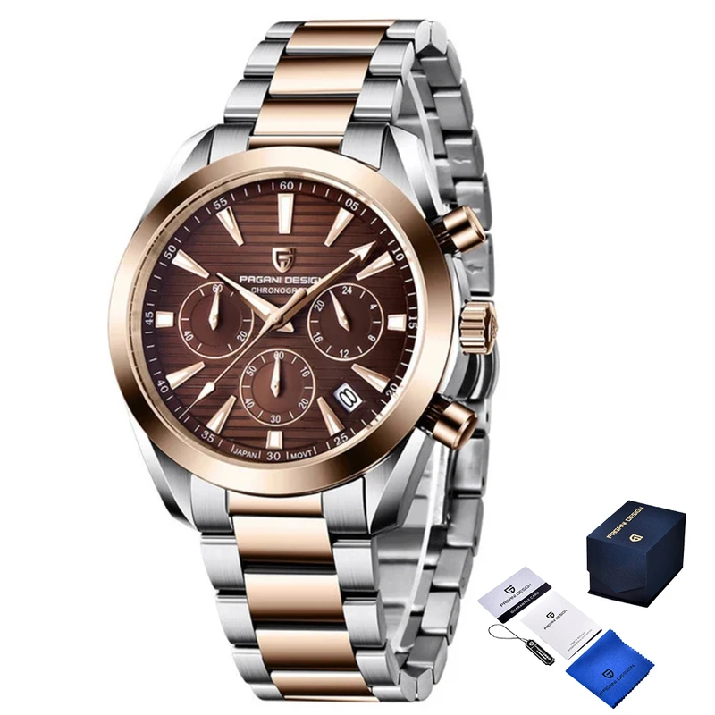 Наручний годинник Pagani Design PD-1712 Silver/Rose Gold/Brown Наручний годинник Pagani Design PD-1712 Silver/Rose Gold/Brown