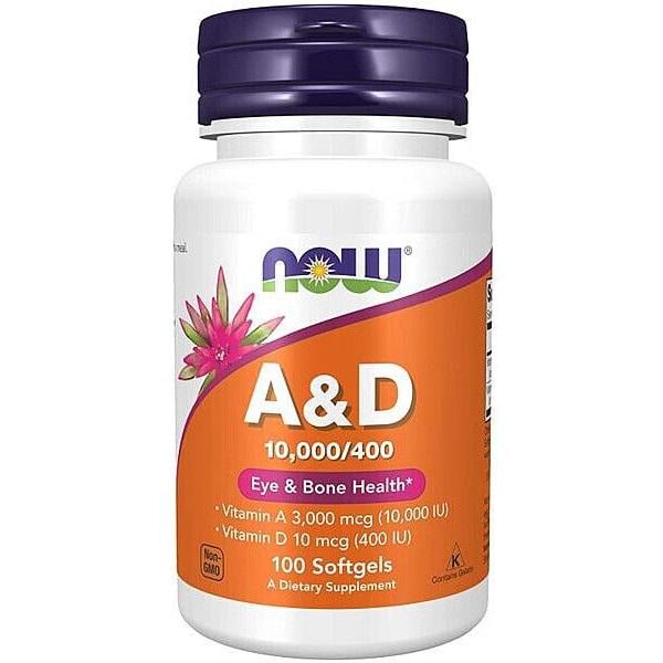 Комплекс Витамин A+D NOW Foods Vitamin A & D 10,000 400 IU 100 мяг. капс. (000003371)