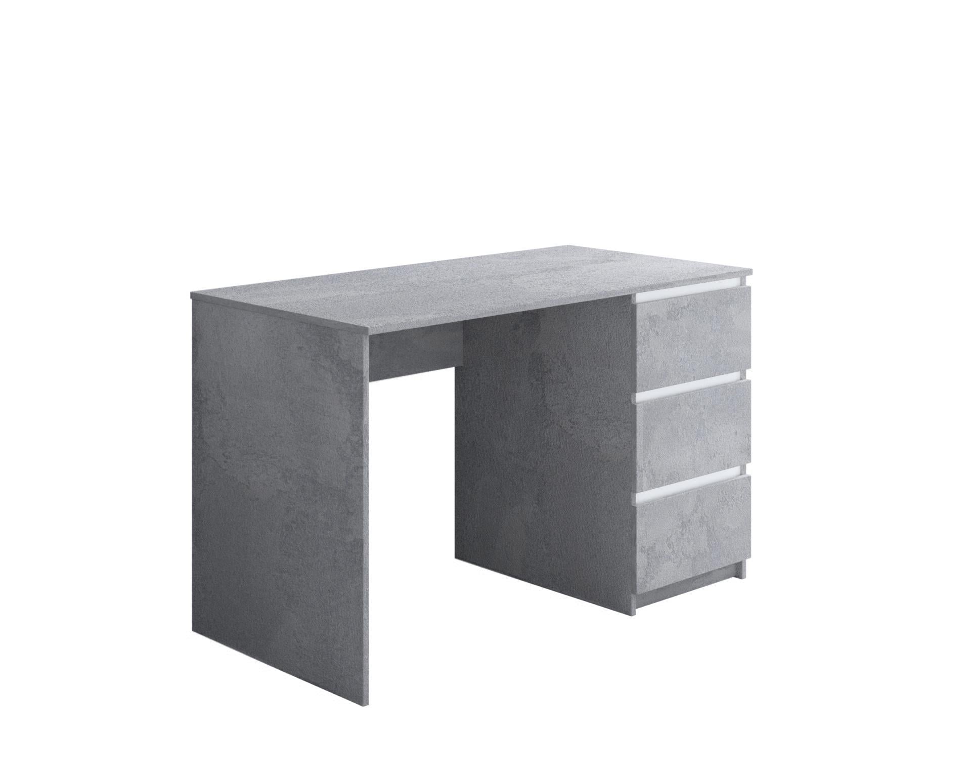 Письмовий стіл Kade-1 на 3 шухляди 100х55х75 см Бетонний камінь/Білий (Kade110055BKBP)