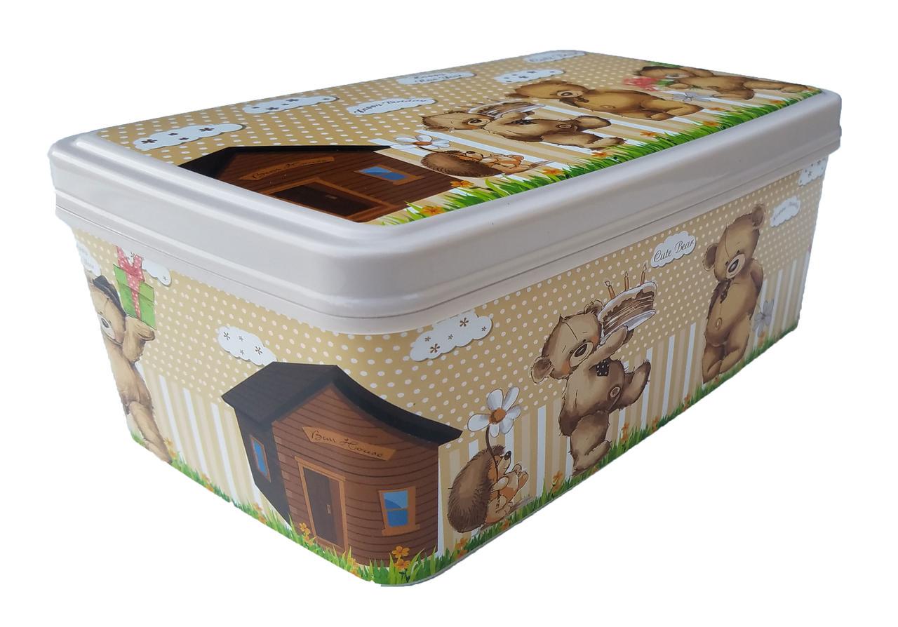 Пластиковый прямоугольный контейнер с крышкой 5,5 л 20x28x12 см Мишки (472853-Prob)