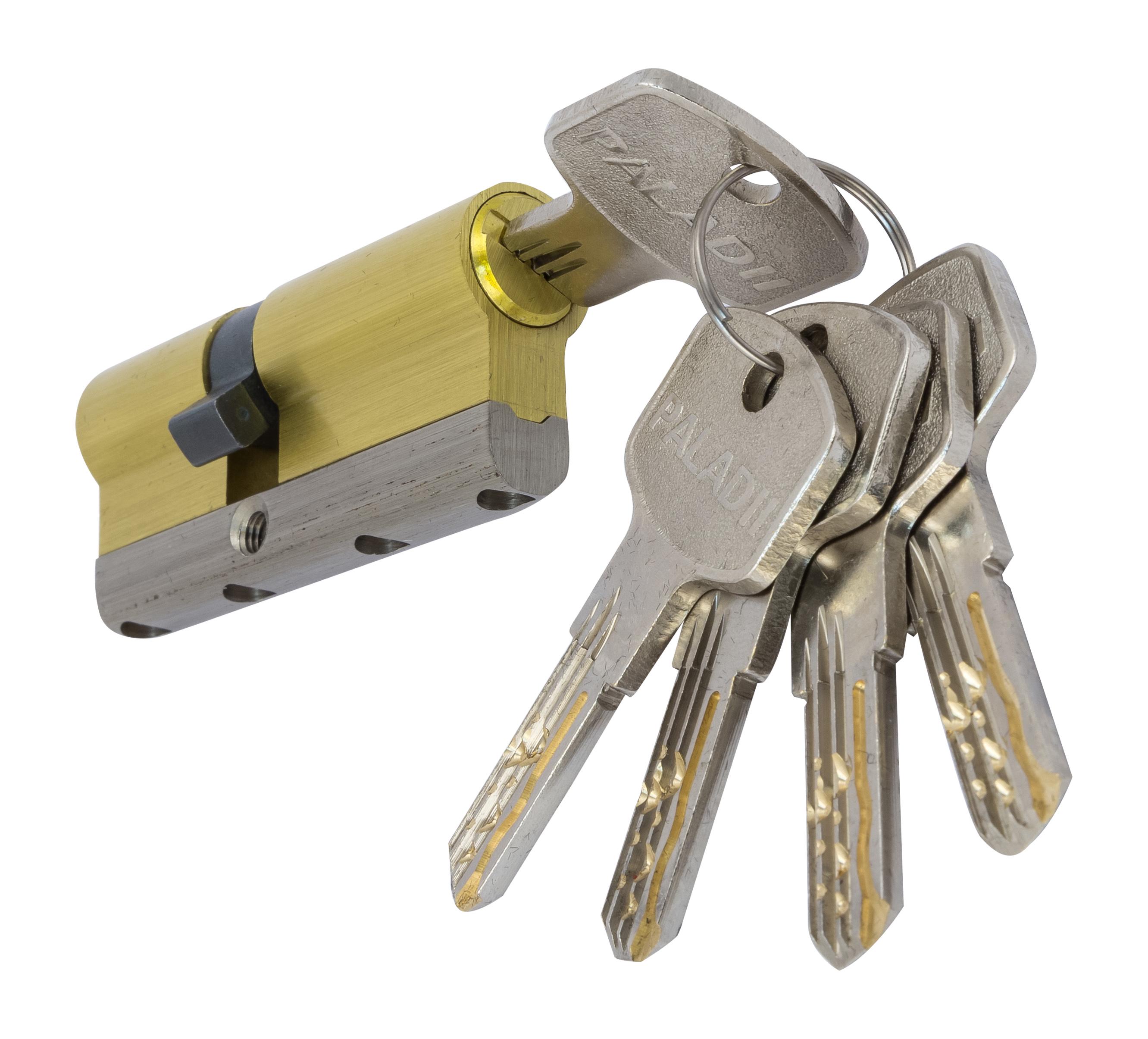 Цилиндр латунный с вставкой Paladii SE 70 мм 30x40 5 гибридных ключей SB Латунь (ПЦ013) - фото 1 Цилиндр латунный с вставкой Paladii SE 70 мм 30x40 5 гибридных ключей SB Латунь (ПЦ013) - фото 1