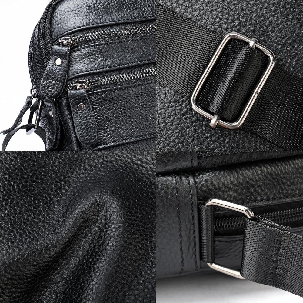 Чоловіча сумка Lorian через плече на два відділення з натуральної шкіри Чорний (LR 256076-black) - фото 6