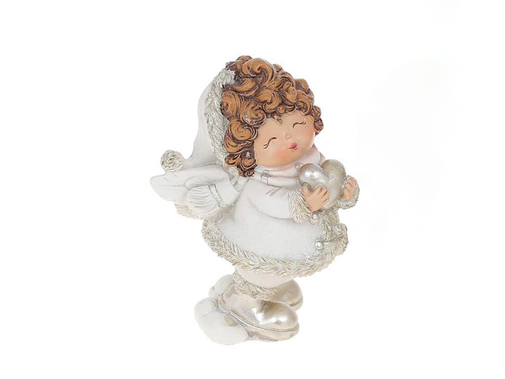 Новогодняя декоративная фигурка Ангел-милашка 11х9х13,5 см полистоун Белый/Золото (BD-559-533)